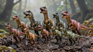 fourteen movable jaw dinosaur figures