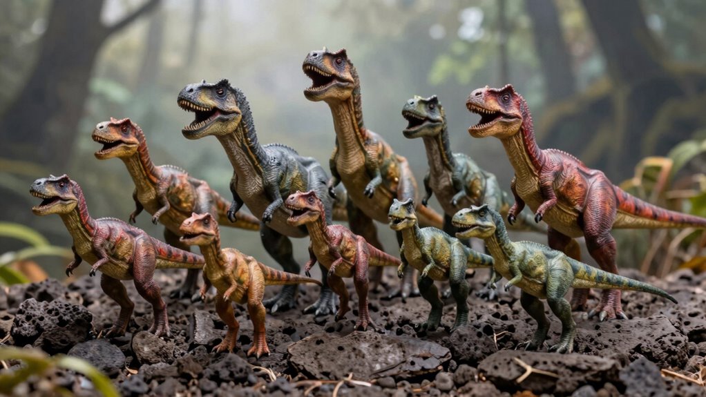 fourteen movable jaw dinosaur figures