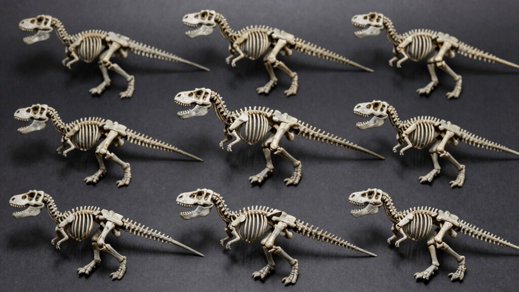 nine display ready dinosaur skeletons