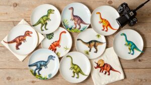 twelve dinosaur themed partyware sets