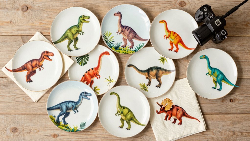 twelve dinosaur themed partyware sets